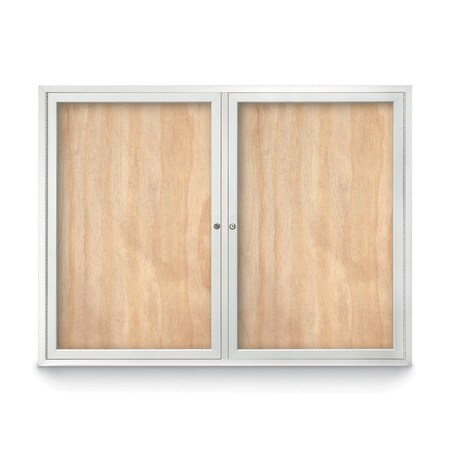 United Visual Products Slim Enclosed Corkboard, 11"x13-1/2", White Alum Frame/Buff UVEB1113-WHITE-BUFF